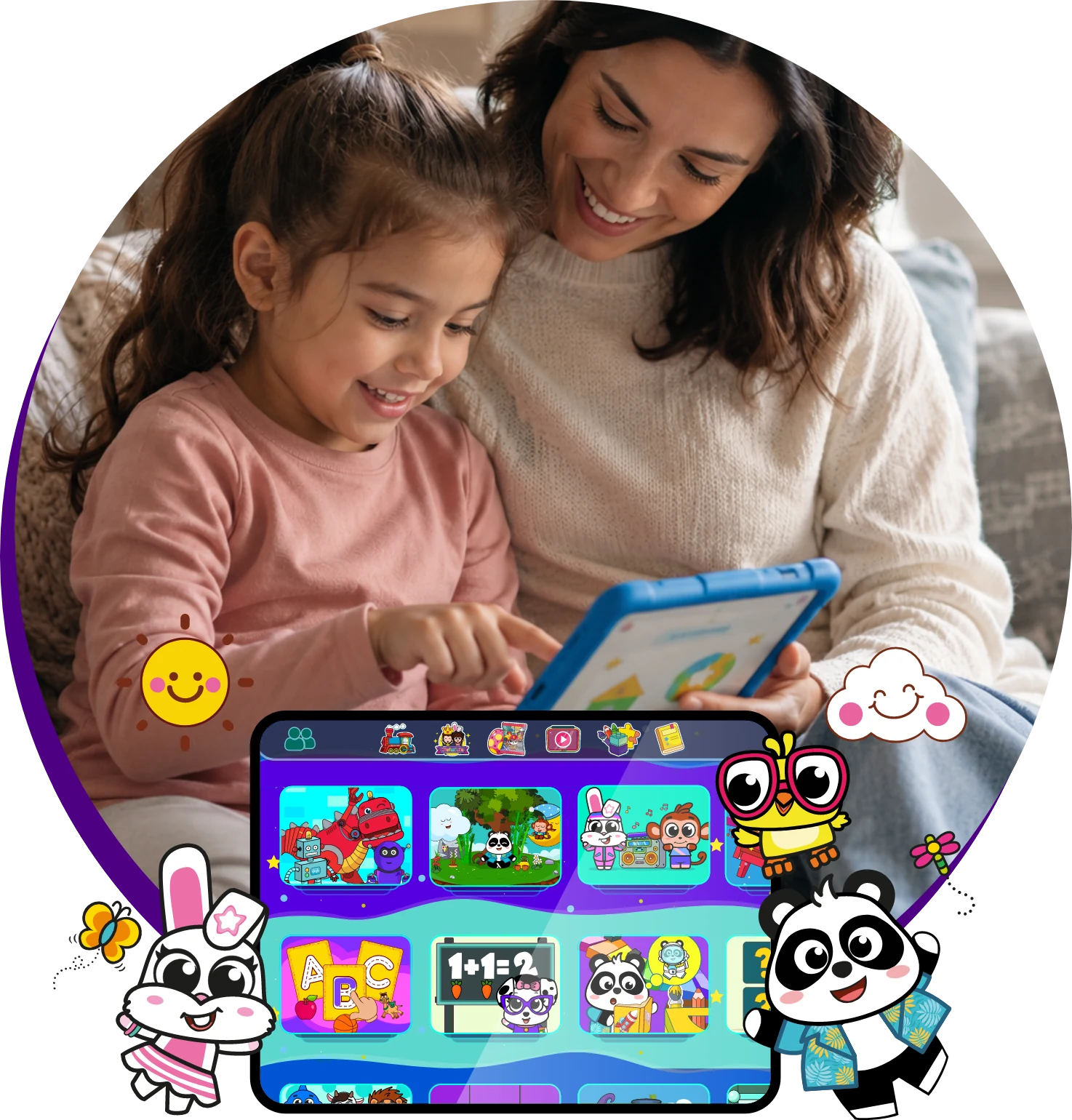 A mother and daughter playing Tiny Minies