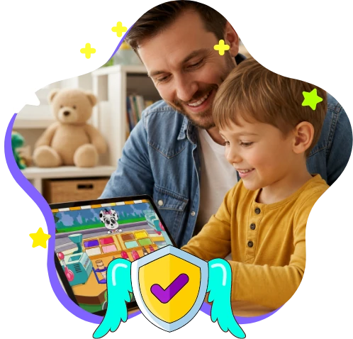 A father and son safely using Tiny Minies
