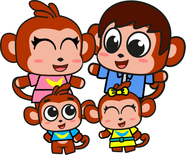 Monkey family illustration