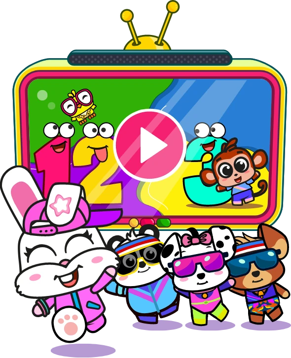 Tiny Minies characters watching a video